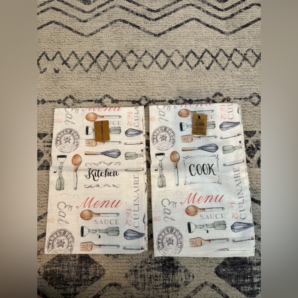 NWT, Creative Co-Op Culinary Kitchen Towels, set of 2